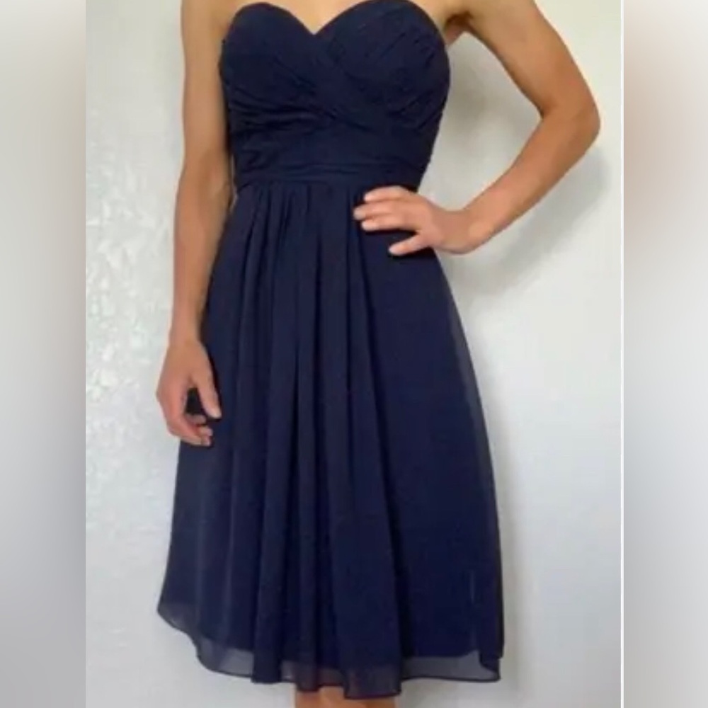 Navy Blue Strapless Dress Size 4 Bridesmaids Wedding Cocktail Party